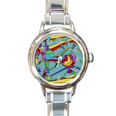 Abstract Machine Round Italian Charm Watch by Valentinaart