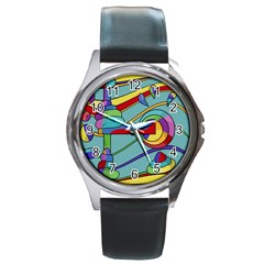 Abstract Machine Round Metal Watch by Valentinaart