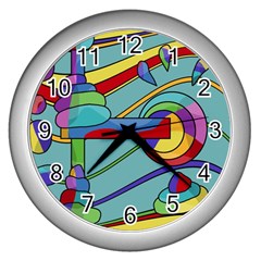 Abstract Machine Wall Clocks (silver) 