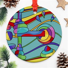 Abstract Machine Round Ornament (two Sides)  by Valentinaart