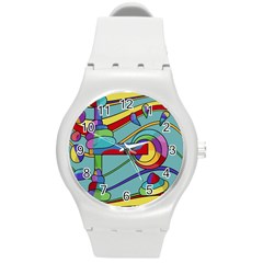 Abstract Machine Round Plastic Sport Watch (m)