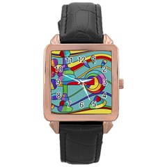 Abstract Machine Rose Gold Leather Watch  by Valentinaart