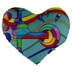 Abstract Machine Large 19  Premium Flano Heart Shape Cushions by Valentinaart