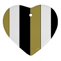 Black Brown Gold White Stripes Elegant Festive Stripe Pattern Ornament (heart) 