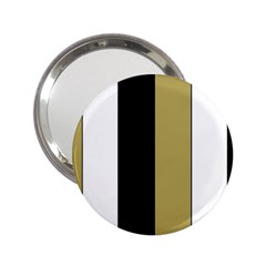 Black Brown Gold White Stripes Elegant Festive Stripe Pattern 2 25  Handbag Mirrors