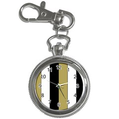 Black Brown Gold White Stripes Elegant Festive Stripe Pattern Key Chain Watches