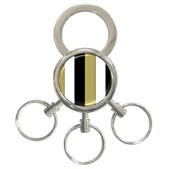 Black Brown Gold White Stripes Elegant Festive Stripe Pattern 3-ring Key Chains