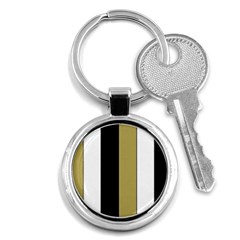 Black Brown Gold White Stripes Elegant Festive Stripe Pattern Key Chains (round) 