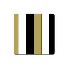 Black Brown Gold White Stripes Elegant Festive Stripe Pattern Square Magnet