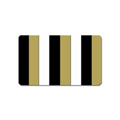 Black Brown Gold White Stripes Elegant Festive Stripe Pattern Magnet (name Card) by yoursparklingshop