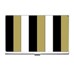 Black Brown Gold White Stripes Elegant Festive Stripe Pattern Business Card Holders Front