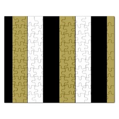 Black Brown Gold White Stripes Elegant Festive Stripe Pattern Rectangular Jigsaw Puzzl