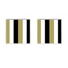 Black Brown Gold White Stripes Elegant Festive Stripe Pattern Cufflinks (square)