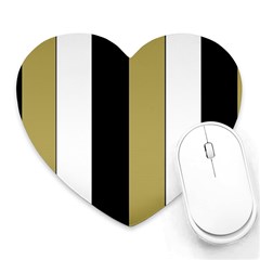 Black Brown Gold White Stripes Elegant Festive Stripe Pattern Heart Mousepads by yoursparklingshop