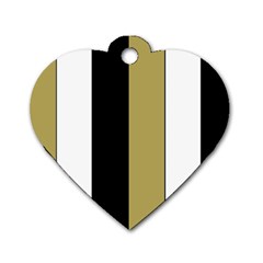 Black Brown Gold White Stripes Elegant Festive Stripe Pattern Dog Tag Heart (one Side)