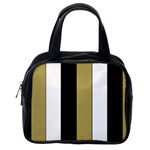 Black Brown Gold White Stripes Elegant Festive Stripe Pattern Classic Handbags (2 Sides) Back