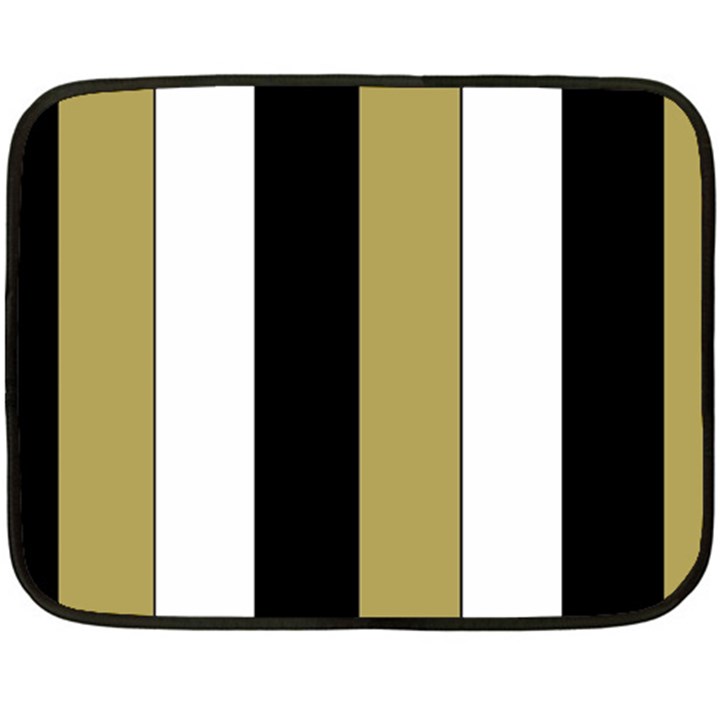 Black Brown Gold White Stripes Elegant Festive Stripe Pattern Fleece Blanket (Mini)