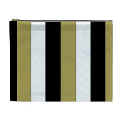 Black Brown Gold White Stripes Elegant Festive Stripe Pattern Cosmetic Bag (xl)