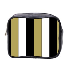 Black Brown Gold White Stripes Elegant Festive Stripe Pattern Mini Toiletries Bag 2-side by yoursparklingshop