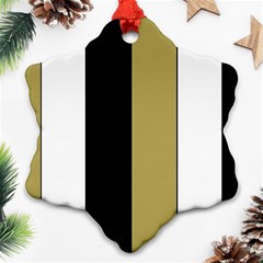 Black Brown Gold White Stripes Elegant Festive Stripe Pattern Ornament (snowflake) 