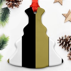 Black Brown Gold White Stripes Elegant Festive Stripe Pattern Christmas Tree Ornament (2 Sides)