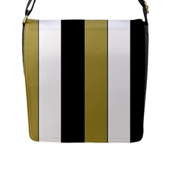 Black Brown Gold White Stripes Elegant Festive Stripe Pattern Flap Messenger Bag (l)  by yoursparklingshop