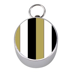 Black Brown Gold White Stripes Elegant Festive Stripe Pattern Mini Silver Compasses