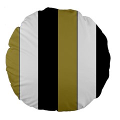 Black Brown Gold White Stripes Elegant Festive Stripe Pattern Large 18  Premium Flano Round Cushions by yoursparklingshop