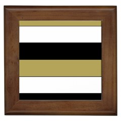 Black Brown Gold White Horizontal Stripes Elegant 8000 Sv Festive Stripe Framed Tiles by yoursparklingshop