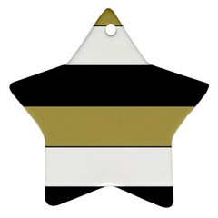 Black Brown Gold White Horizontal Stripes Elegant 8000 Sv Festive Stripe Ornament (star) 