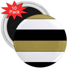 Black Brown Gold White Horizontal Stripes Elegant 8000 Sv Festive Stripe 3  Magnets (10 Pack) 