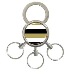 Black Brown Gold White Horizontal Stripes Elegant 8000 Sv Festive Stripe 3-ring Key Chains