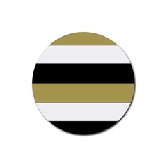 Black Brown Gold White Horizontal Stripes Elegant 8000 Sv Festive Stripe Rubber Round Coaster (4 Pack)  by yoursparklingshop