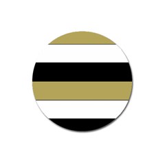 Black Brown Gold White Horizontal Stripes Elegant 8000 Sv Festive Stripe Magnet 3  (round)