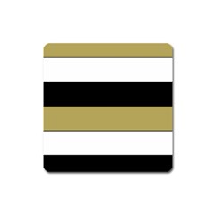 Black Brown Gold White Horizontal Stripes Elegant 8000 Sv Festive Stripe Square Magnet by yoursparklingshop