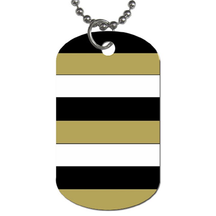 Black Brown Gold White Horizontal Stripes Elegant 8000 Sv Festive Stripe Dog Tag (One Side)