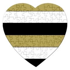 Black Brown Gold White Horizontal Stripes Elegant 8000 Sv Festive Stripe Jigsaw Puzzle (heart)