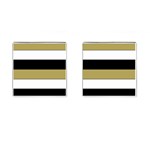 Black Brown Gold White Horizontal Stripes Elegant 8000 Sv Festive Stripe Cufflinks (Square) Front(Pair)