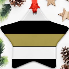 Black Brown Gold White Horizontal Stripes Elegant 8000 Sv Festive Stripe Star Ornament (two Sides)  by yoursparklingshop