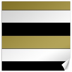 Black Brown Gold White Horizontal Stripes Elegant 8000 Sv Festive Stripe Canvas 16  X 16  