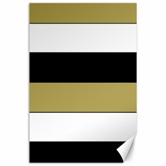 Black Brown Gold White Horizontal Stripes Elegant 8000 Sv Festive Stripe Canvas 24  X 36 