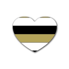 Black Brown Gold White Horizontal Stripes Elegant 8000 Sv Festive Stripe Rubber Coaster (heart)  by yoursparklingshop