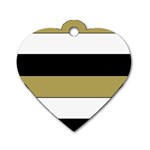 Black Brown Gold White Horizontal Stripes Elegant 8000 Sv Festive Stripe Dog Tag Heart (Two Sides) Front