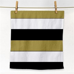 Black Brown Gold White Horizontal Stripes Elegant 8000 Sv Festive Stripe Face Towel by yoursparklingshop