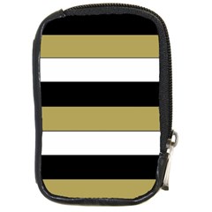 Black Brown Gold White Horizontal Stripes Elegant 8000 Sv Festive Stripe Compact Camera Cases by yoursparklingshop