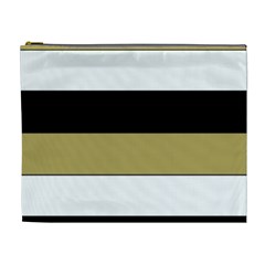 Black Brown Gold White Horizontal Stripes Elegant 8000 Sv Festive Stripe Cosmetic Bag (xl) by yoursparklingshop