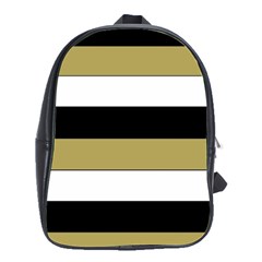 Black Brown Gold White Horizontal Stripes Elegant 8000 Sv Festive Stripe School Bags(large)  by yoursparklingshop