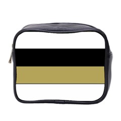 Black Brown Gold White Horizontal Stripes Elegant 8000 Sv Festive Stripe Mini Toiletries Bag 2-side