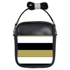 Black Brown Gold White Horizontal Stripes Elegant 8000 Sv Festive Stripe Girls Sling Bags by yoursparklingshop