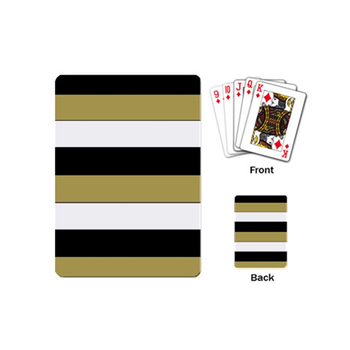 Black Brown Gold White Horizontal Stripes Elegant 8000 Sv Festive Stripe Playing Cards (Mini) 